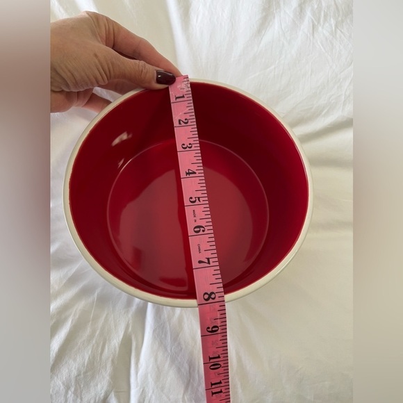 Rae Dunn | Bone Appetit | Large Dog Bowl Artisan Magenta | White Red - Picture 4 of 5